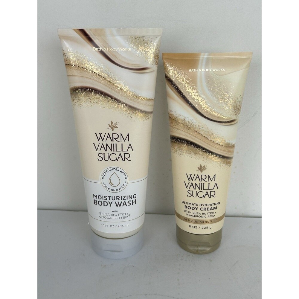 Bath & Body Works Warm Vanilla Sugar Body Wash & Body Cream Set New